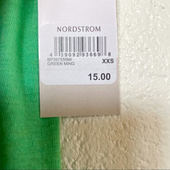 Nordstrom bp. V-Neck Short Sleeve Tee Green Size XXS - Picture 6 of 9